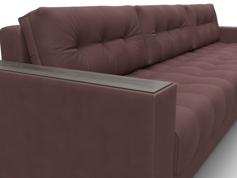 Диван угловой с декором Лига-049 НПБ Лонг, Замша, JOLY 09 бордовый
