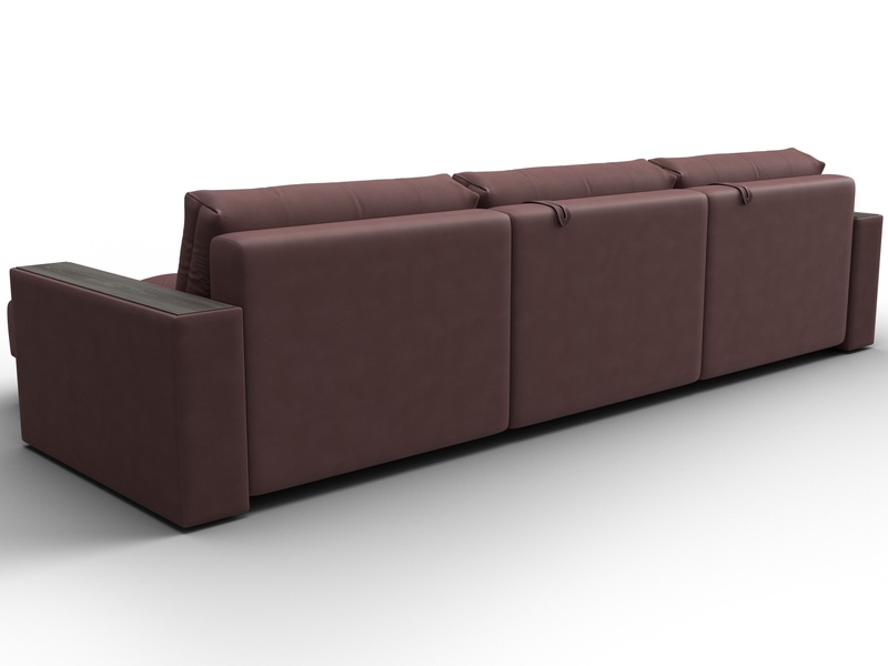 Диван угловой с декором Лига-049 НПБ Лонг, Замша, JOLY 09 бордовый