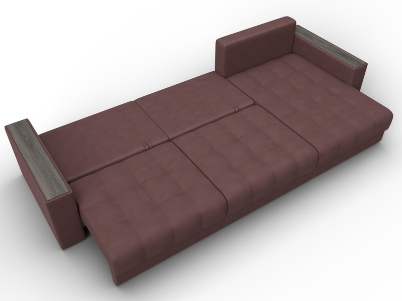 Диван угловой с декором Лига-049 НПБ Лонг, Замша, JOLY 09 бордовый