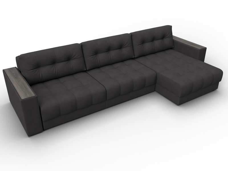 Диван угловой с декором Лига-049 НПБ Лонг, Замша, JOLY 08 коричневый