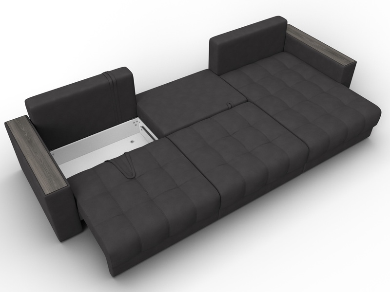 Диван угловой с декором Лига-049 НПБ Лонг, Замша, JOLY 08 коричневый