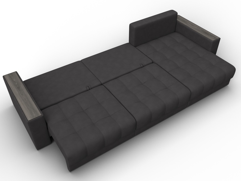 Диван угловой с декором Лига-049 НПБ Лонг, Замша, JOLY 08 коричневый