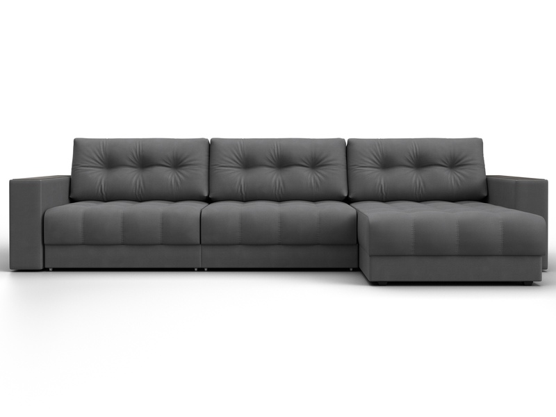 Диван угловой с декором Лига-049 НПБ Лонг, Замша, JOLY 13 серый