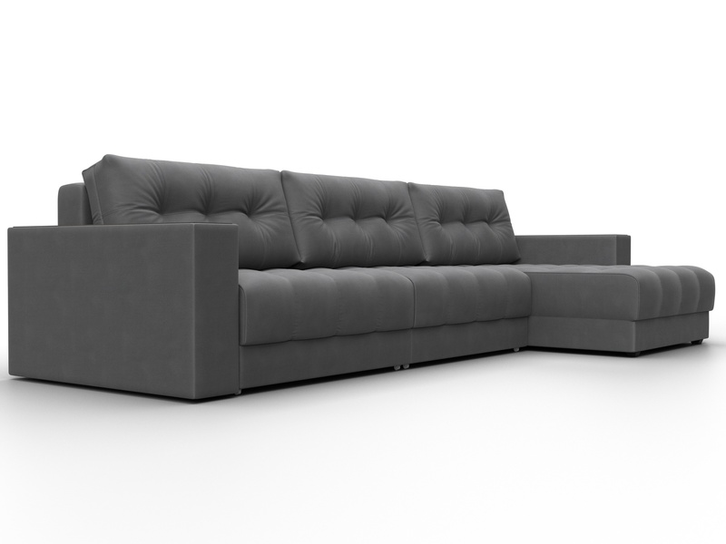 Диван угловой с декором Лига-049 НПБ Лонг, Замша, JOLY 13 серый