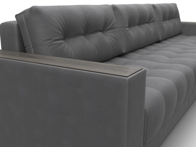 Диван угловой с декором Лига-049 НПБ Лонг, Замша, JOLY 13 серый