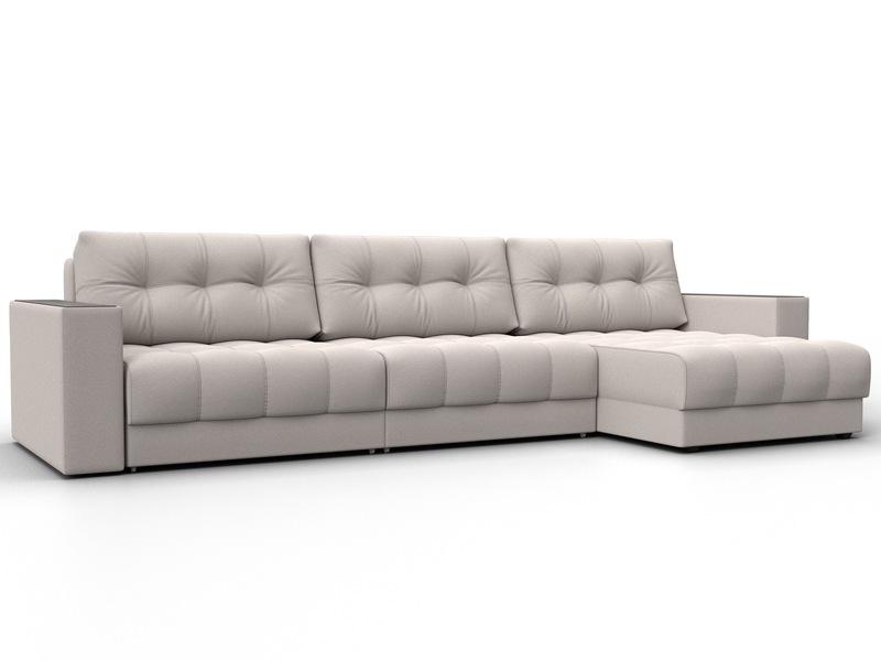 Диван угловой с декором Лига-049 НПБ Лонг, Замша, JOLY 05 бежевый