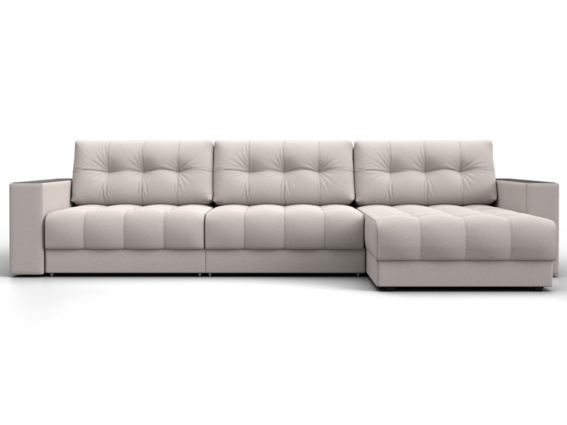 Диван угловой с декором Лига-049 НПБ Лонг, Замша, JOLY 05 бежевый