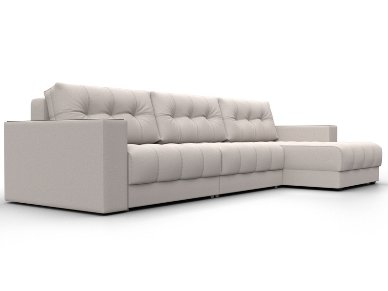 Диван угловой с декором Лига-049 НПБ Лонг, Замша, JOLY 05 бежевый