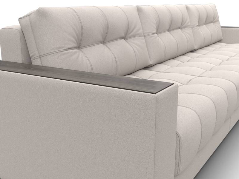 Диван угловой с декором Лига-049 НПБ Лонг, Замша, JOLY 05 бежевый