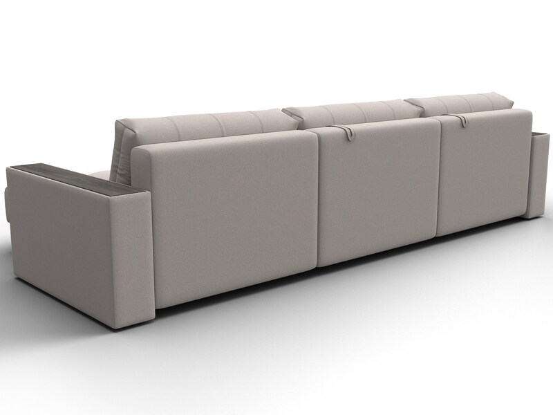 Диван угловой с декором Лига-049 НПБ Лонг, Замша, JOLY 05 бежевый