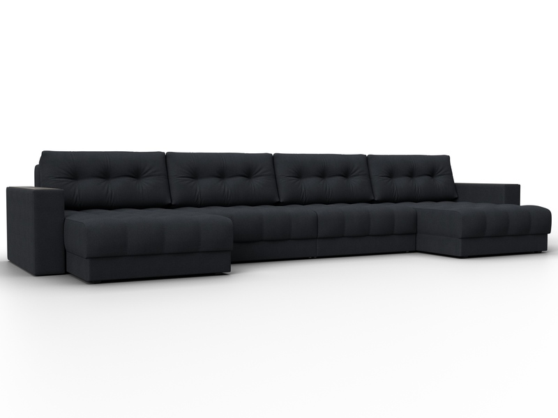 Диван П-образный с декором Лига-049 НПБ Лонг, Замша, JOLY 16 темно-серый