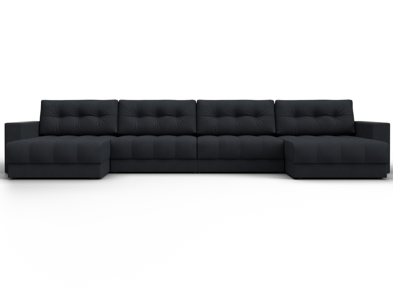 Диван П-образный с декором Лига-049 НПБ Лонг, Замша, JOLY 16 темно-серый