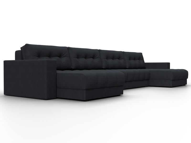 Диван П-образный с декором Лига-049 НПБ Лонг, Замша, JOLY 16 темно-серый