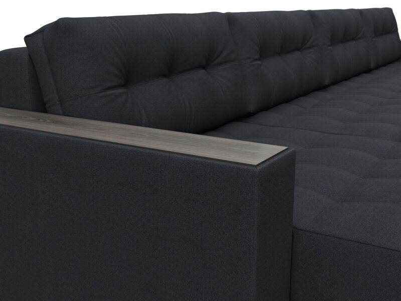 Диван П-образный с декором Лига-049 НПБ Лонг, Замша, JOLY 16 темно-серый