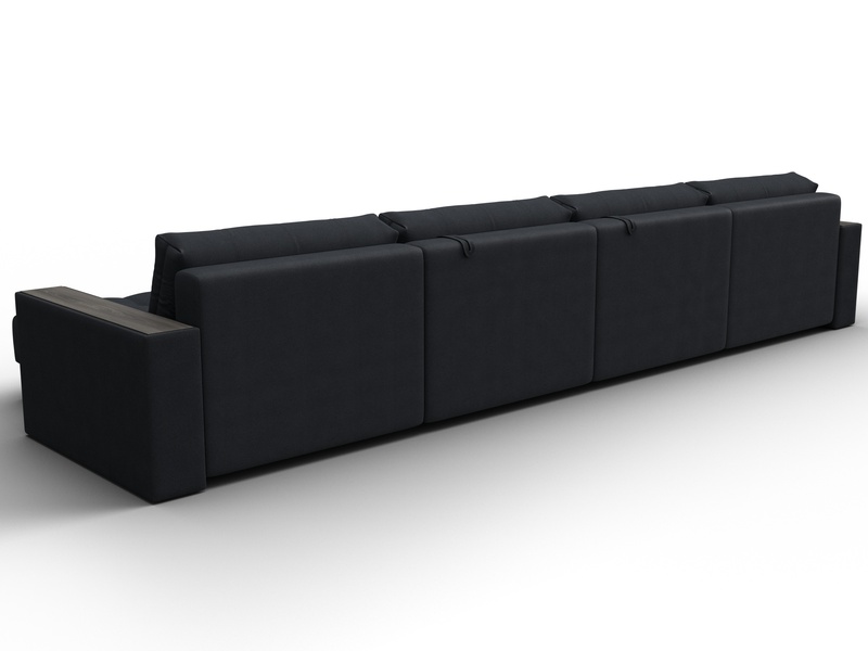 Диван П-образный с декором Лига-049 НПБ Лонг, Замша, JOLY 16 темно-серый