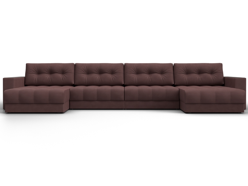Диван П-образный с декором Лига-049 НПБ Лонг, Замша, JOLY 09 бордовый