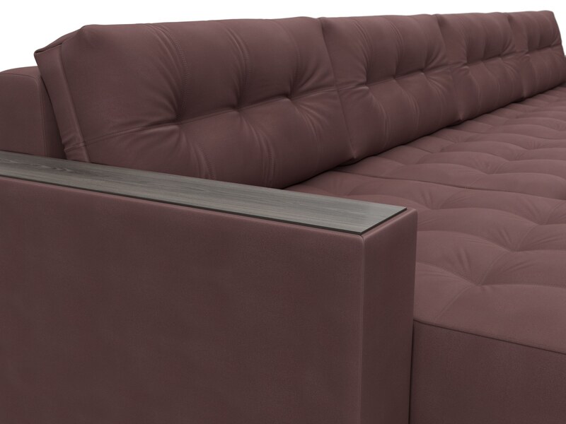 Диван П-образный с декором Лига-049 НПБ Лонг, Замша, JOLY 09 бордовый