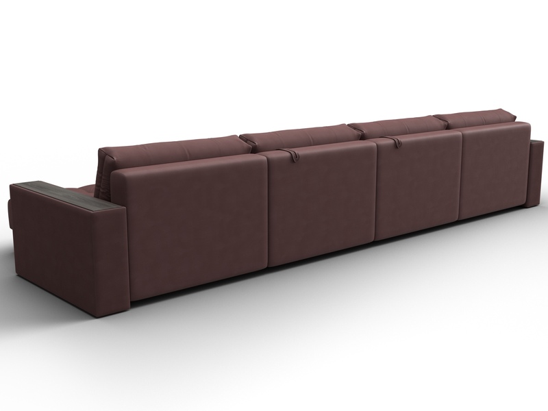 Диван П-образный с декором Лига-049 НПБ Лонг, Замша, JOLY 09 бордовый