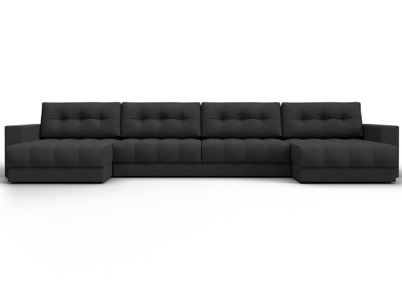 Диван П-образный с декором Лига-049 НПБ Лонг, Замша, JOLY 08 коричневый