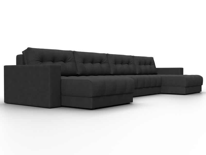 Диван П-образный с декором Лига-049 НПБ Лонг, Замша, JOLY 08 коричневый