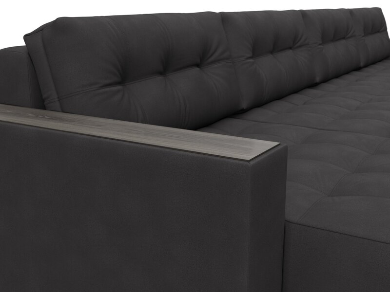 Диван П-образный с декором Лига-049 НПБ Лонг, Замша, JOLY 08 коричневый