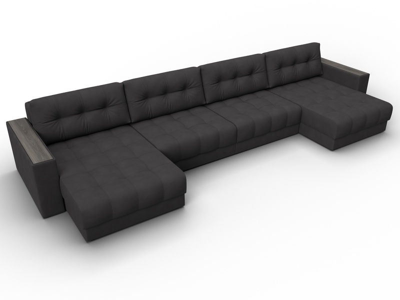 Диван П-образный с декором Лига-049 НПБ Лонг, Замша, JOLY 08 коричневый