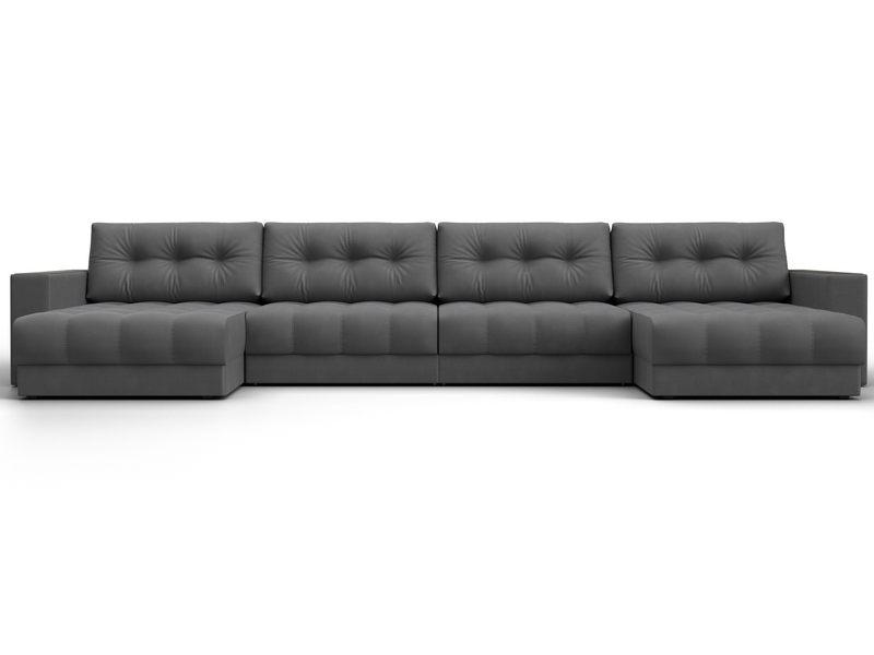 Диван П-образный с декором Лига-049 НПБ Лонг, Замша, JOLY 13 серый