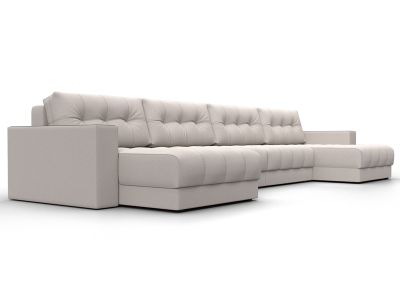 Диван П-образный с декором Лига-049 НПБ Лонг, Замша, JOLY 05 бежевый