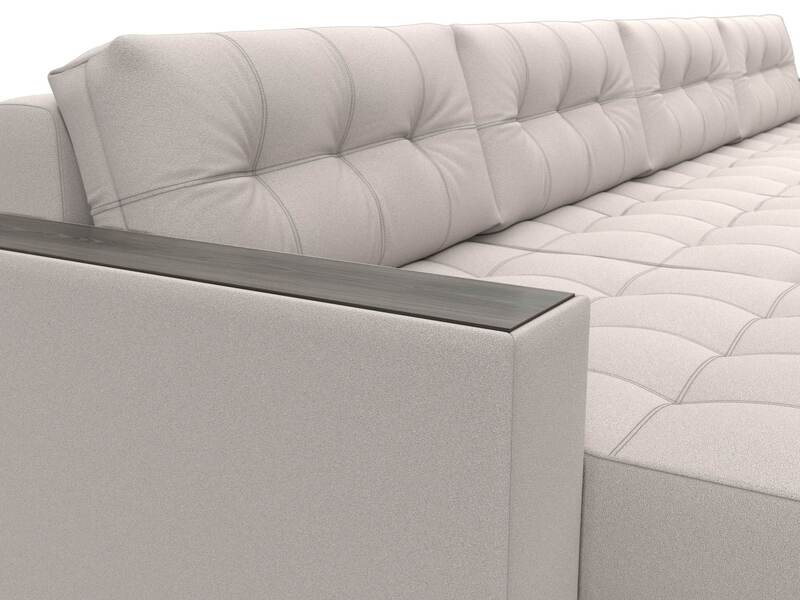 Диван П-образный с декором Лига-049 НПБ Лонг, Замша, JOLY 05 бежевый