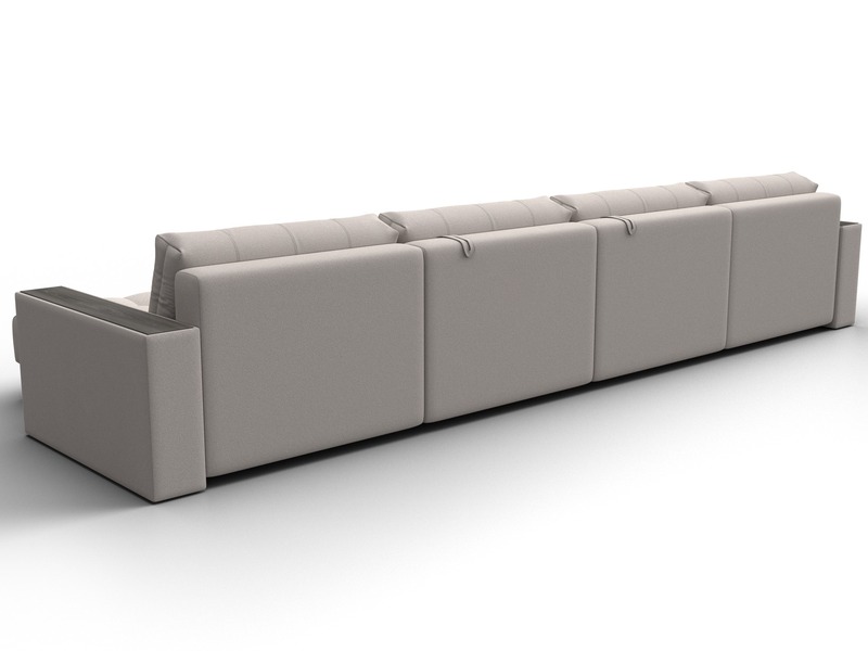 Диван П-образный с декором Лига-049 НПБ Лонг, Замша, JOLY 05 бежевый