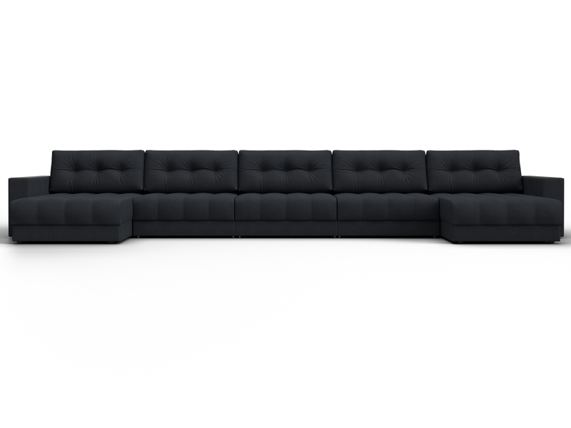 Диван П-образный с декором Лига-049 НПБ Мегалонг, Замша, JOLY 16 темно-серый