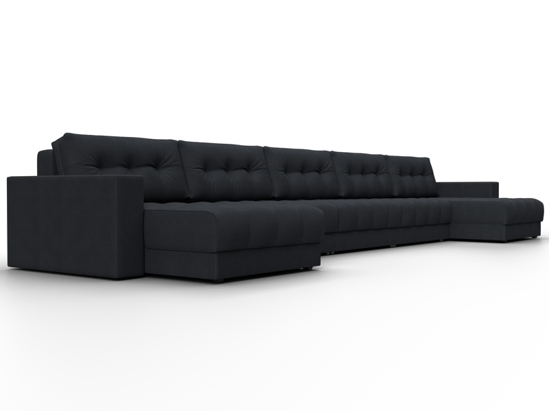 Диван П-образный с декором Лига-049 НПБ Мегалонг, Замша, JOLY 16 темно-серый