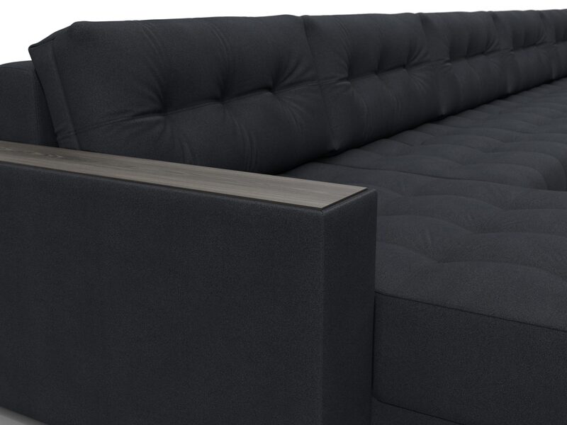 Диван П-образный с декором Лига-049 НПБ Мегалонг, Замша, JOLY 16 темно-серый