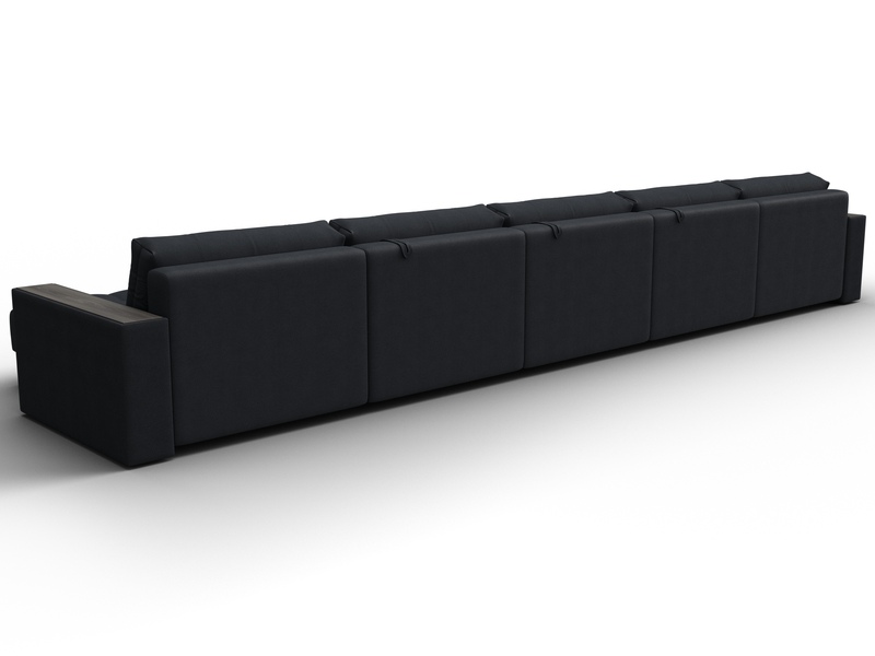 Диван П-образный с декором Лига-049 НПБ Мегалонг, Замша, JOLY 16 темно-серый