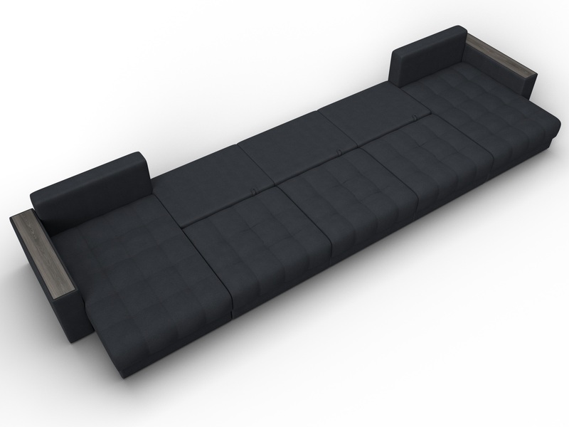 Диван П-образный с декором Лига-049 НПБ Мегалонг, Замша, JOLY 16 темно-серый