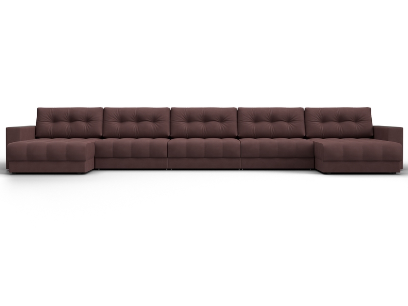 Диван П-образный с декором Лига-049 НПБ Мегалонг, Замша, JOLY 09 бордовый