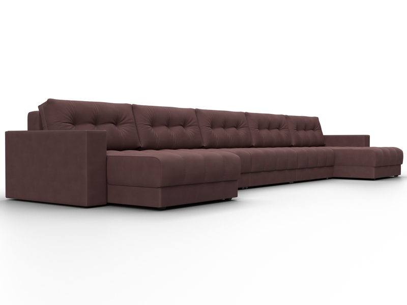 Диван П-образный с декором Лига-049 НПБ Мегалонг, Замша, JOLY 09 бордовый