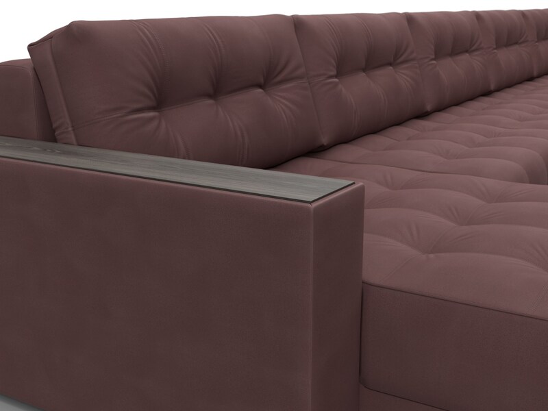 Диван П-образный с декором Лига-049 НПБ Мегалонг, Замша, JOLY 09 бордовый
