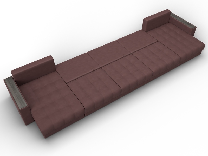 Диван П-образный с декором Лига-049 НПБ Мегалонг, Замша, JOLY 09 бордовый