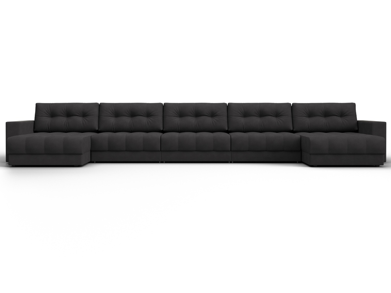 Диван П-образный с декором Лига-049 НПБ Мегалонг, Замша, JOLY 08 коричневый