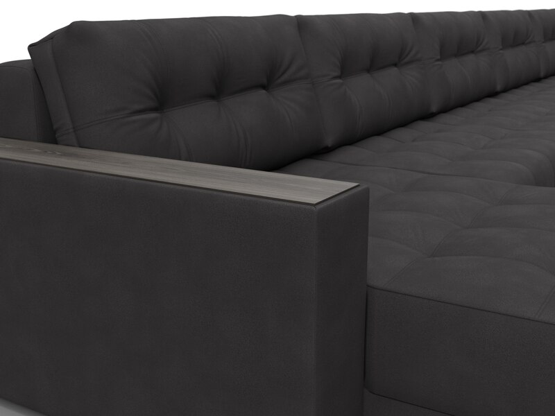 Диван П-образный с декором Лига-049 НПБ Мегалонг, Замша, JOLY 08 коричневый