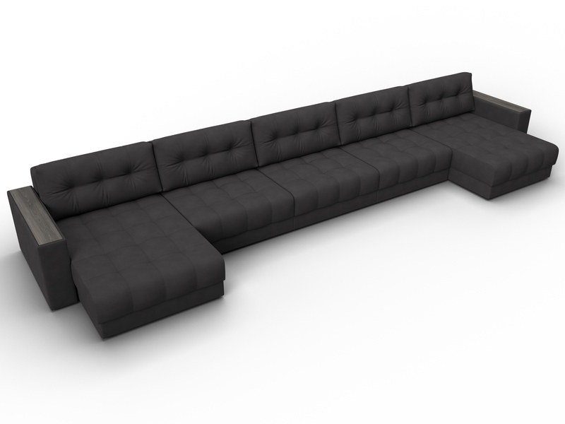 Диван П-образный с декором Лига-049 НПБ Мегалонг, Замша, JOLY 08 коричневый