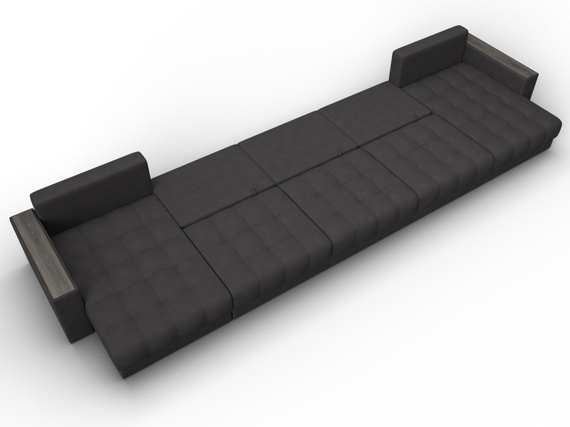 Диван П-образный с декором Лига-049 НПБ Мегалонг, Замша, JOLY 08 коричневый