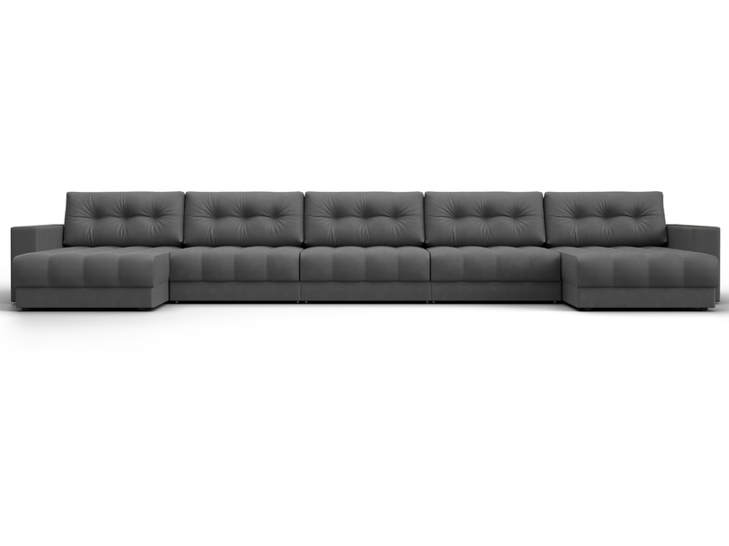 Диван П-образный с декором Лига-049 НПБ Мегалонг, Замша, JOLY 13 серый