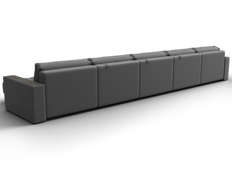 Диван П-образный с декором Лига-049 НПБ Мегалонг, Замша, JOLY 13 серый