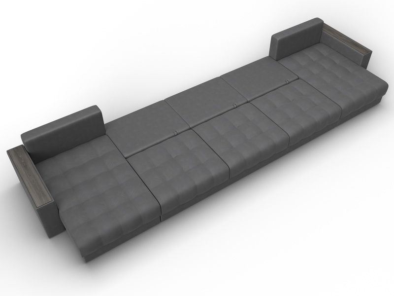 Диван П-образный с декором Лига-049 НПБ Мегалонг, Замша, JOLY 13 серый