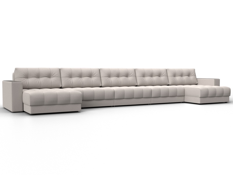 Диван П-образный с декором Лига-049 НПБ Мегалонг, Замша, JOLY 05 бежевый