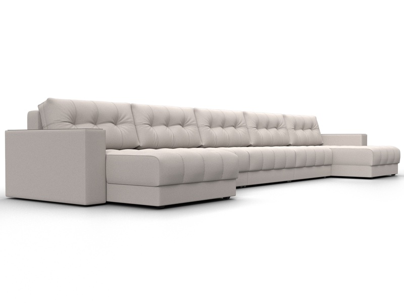 Диван П-образный с декором Лига-049 НПБ Мегалонг, Замша, JOLY 05 бежевый