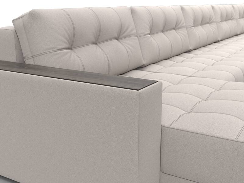 Диван П-образный с декором Лига-049 НПБ Мегалонг, Замша, JOLY 05 бежевый