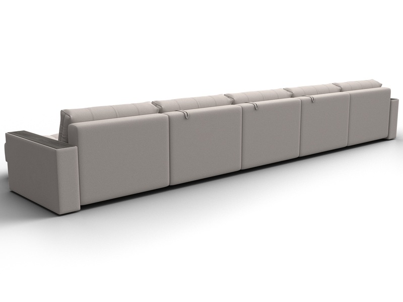 Диван П-образный с декором Лига-049 НПБ Мегалонг, Замша, JOLY 05 бежевый